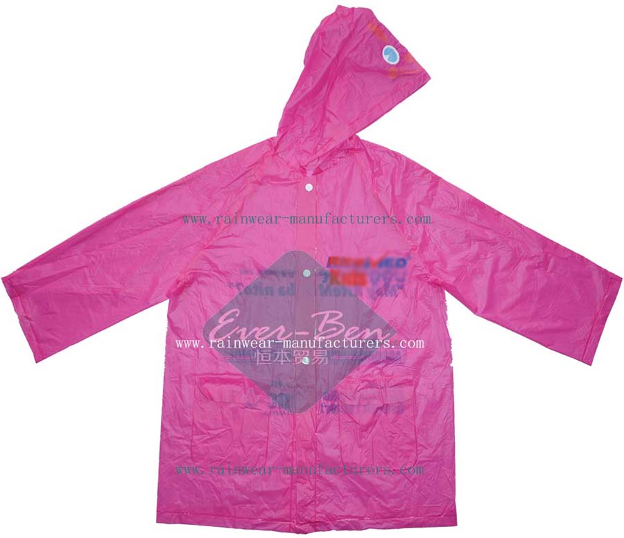 Pink PVC rain gear for women Girls PVC festival rain mac manufactory kids rain gear